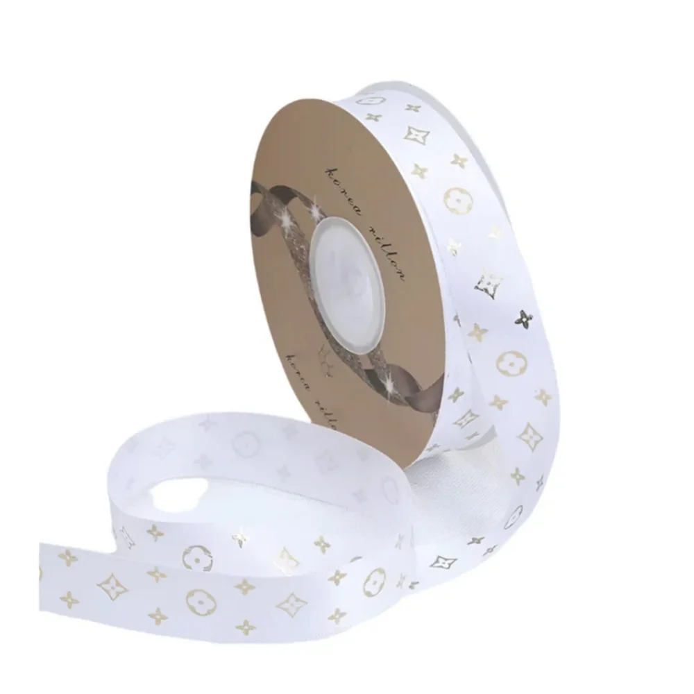 🔥Luxury White and Gold Designer Floral Ribbon🔥